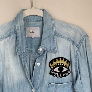 Rails Denim Button Down with Eye Patch